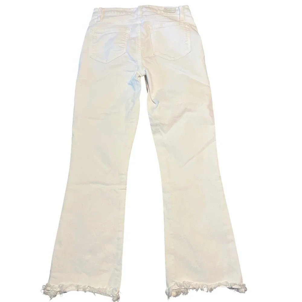 PAIGE Colette Crop Flare White Raw Hem High Rise Jeans Size 25